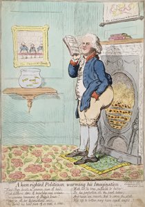 Egy éles látó politikus, aki melegíti a képzeletét, Hannah Humphrey adta ki 1795-ben (kézzel színezett rézkarc)